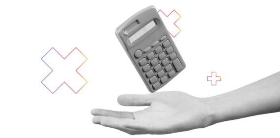 Brazo, calculadora y símbolos + con degradado MyInvestor