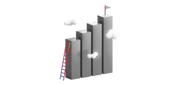 Gráfico con escalera MyInvestor y banderita al final.