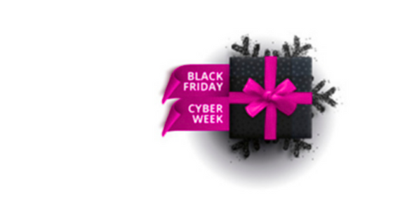 Imagen de regalo con rosa MyInvestor y cintas con Black Friday y Cyber week.