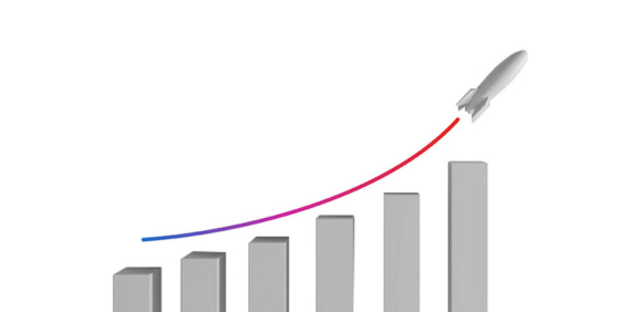 Gráfico en auge con cohete y línea degradado MyInvestor