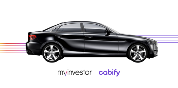 Coche y logo myinvestor y cabify